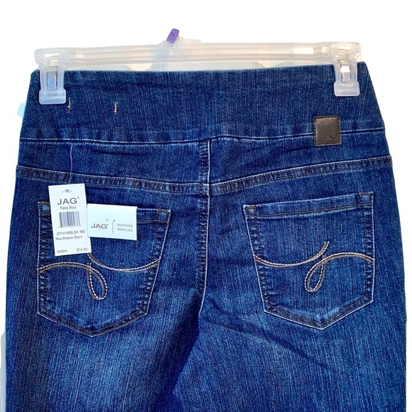 JAG Jeans Hi Rise Boot Leg 5 Pocket Design Faux Zipper Pull-on Closure Size 4 - Picture 5 of 11